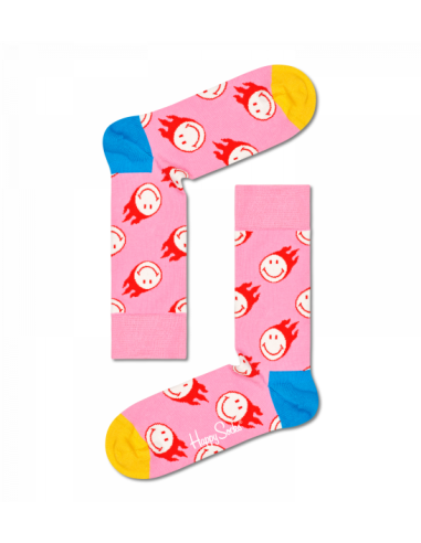 flaming smiley sock